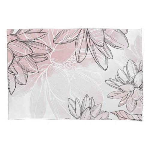 Pink White Flower Watercolor Silver Rustic Elegant Pillow Case