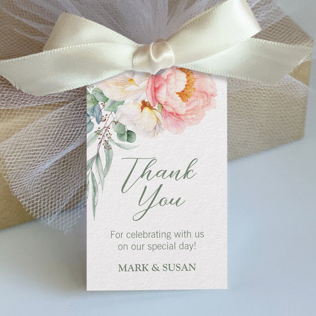 Pink White Flower Wedding Gift Tag (Creator Uploaded)