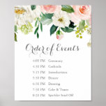 Pink White Flower Wedding Order of Events Sign<br><div class="desc">Use our pink and white flower wedding order of events sign to let your guests know your schedule. The wording is customizable. Use Zazzle's "Personalize this template" tool to enter your own information. If you need to change the placement of the text boxes, font color or size just click on...</div>