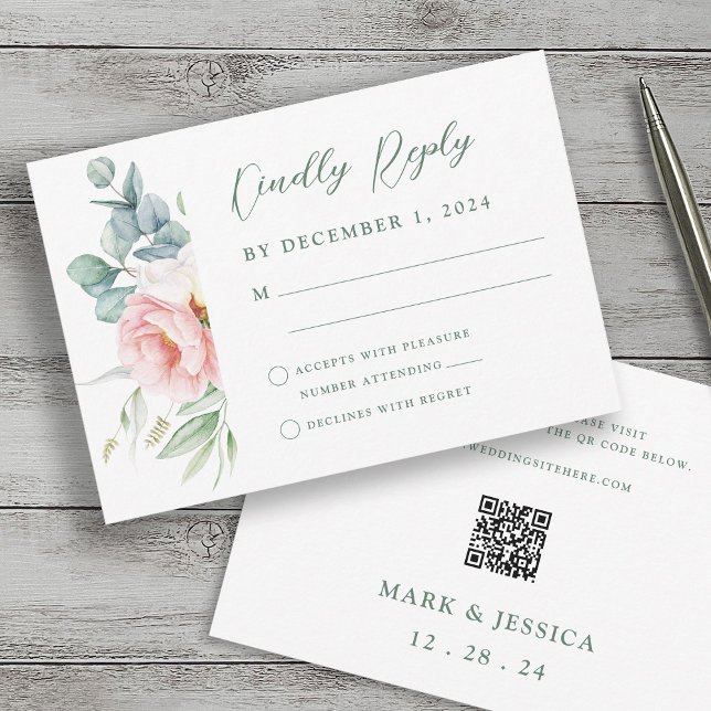 Pink White Flower Wedding RSVP Card (Creator Uploaded)