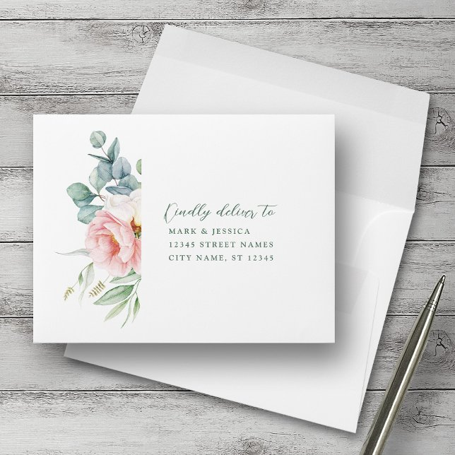 Pink White Flower Wedding RSVP Envelopes (Creator Uploaded)