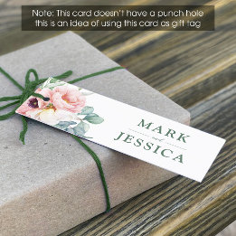 Pink White Flower Wedding Tag (1x3 inch)