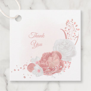 pink & white flowers botanical wedding favor tags
