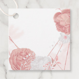 pink & white flowers botanical wedding favor tags