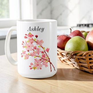 Pink White Flowers Cherry Blossom Elegant Coffee Mug