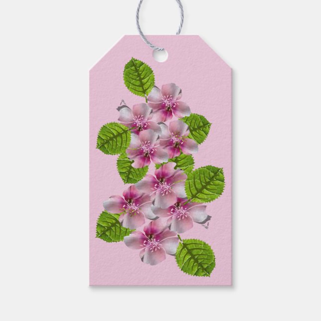Pink & White Flowers Gift Tag (Front)