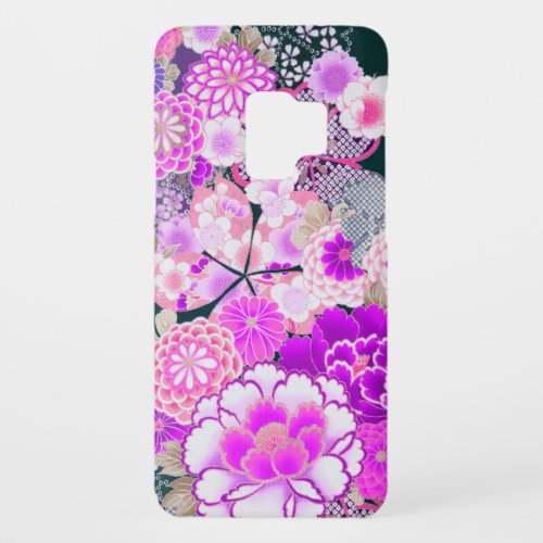 PINK WHITE FLOWERS PeonyRoses Japanese Floral Cas Case_Mate Samsung Galaxy S9 Case