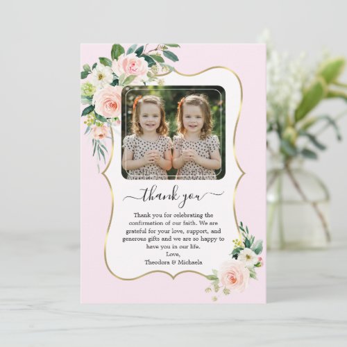 Pink White Flowers Twin Girls Photo Confirmation 