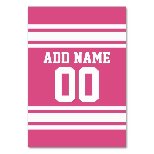 Pink White Football Jersey Custom Name Number Table Number