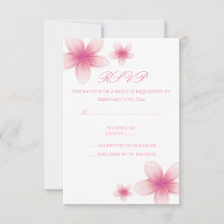 Pink & White Frangipani RSVP Card