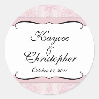 Pink & White French Lace Wedding Sticker
