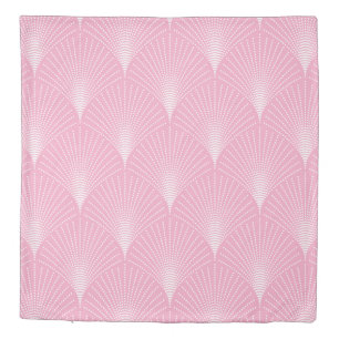 Pink & white geometric art-deco seamless pattern duvet cover