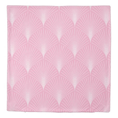 Pink  white geometric art_deco seamless pattern duvet cover