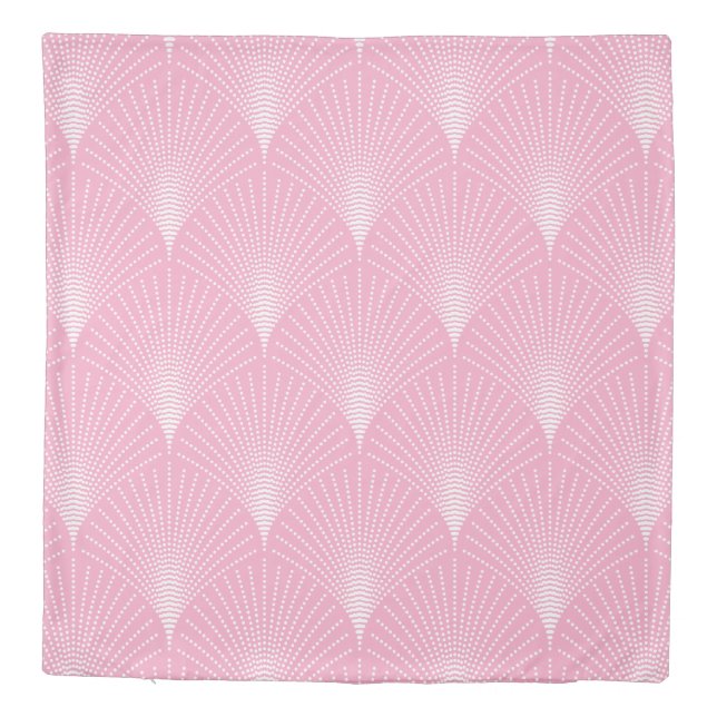 Pink & white geometric art-deco seamless pattern duvet cover (Back)