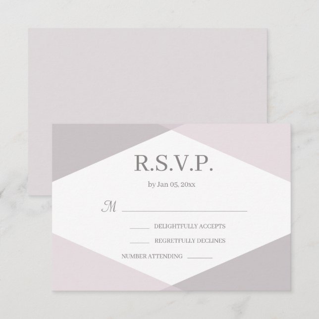 Pink White Geometric Modern Wedding RSVP Invitation (Front/Back)