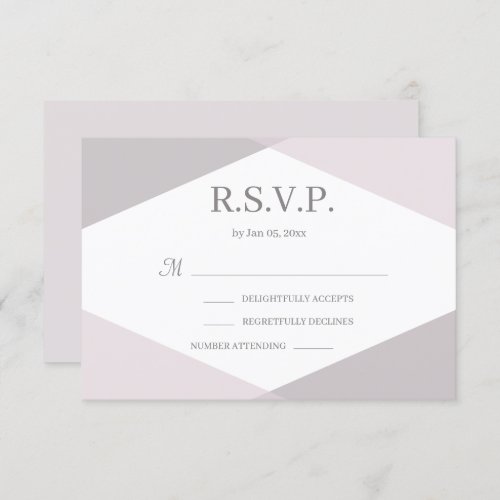 Pink White Geometric Modern Wedding RSVP Invitation