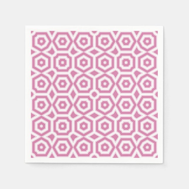 pink white geometric pattern art deco  napkins (Front)
