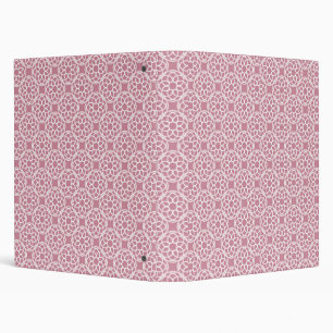 Pink White Geometric Seamless Pattern 3 Ring Binder