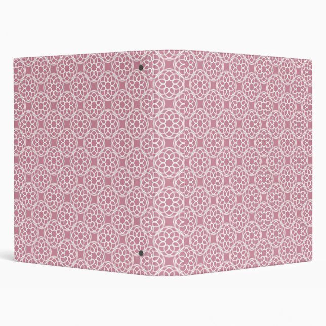 Pink White Geometric Seamless Pattern 3 Ring Binder (Background)