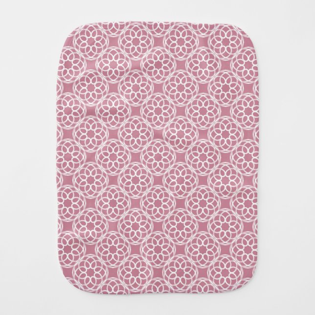 Pink White Geometric Seamless Pattern Baby Burp Cloth (Front)