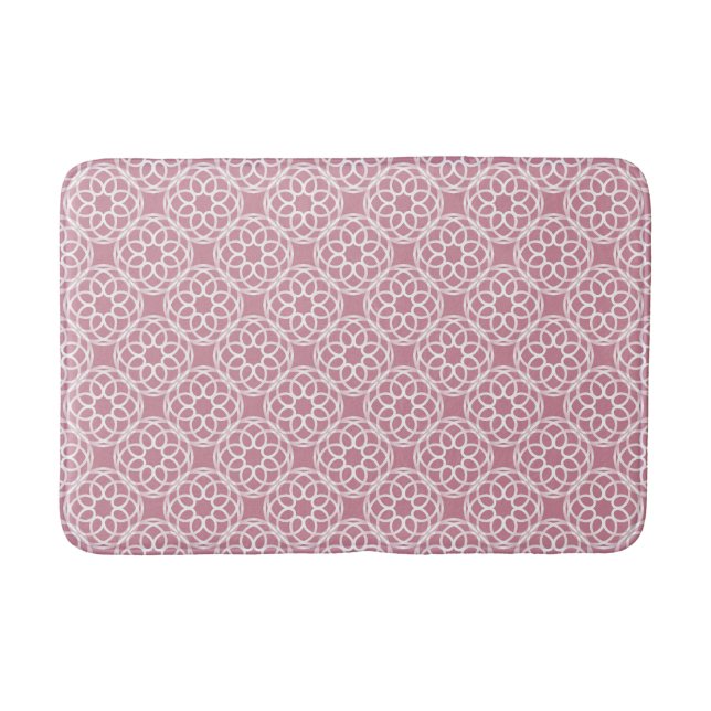 Pink White Geometric Seamless Pattern Bath Mat (Front)