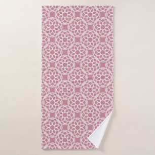 Pink White Geometric Seamless Pattern Bath Towel