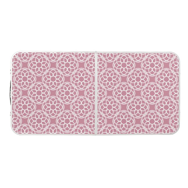 Pink White Geometric Seamless Pattern Beer Pong Table (Top)
