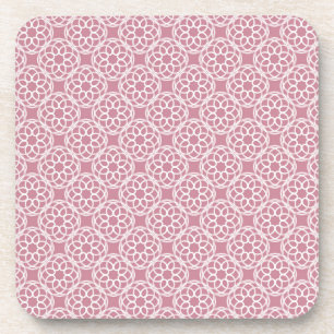 Pink White Geometric Seamless Pattern Beverage Coaster