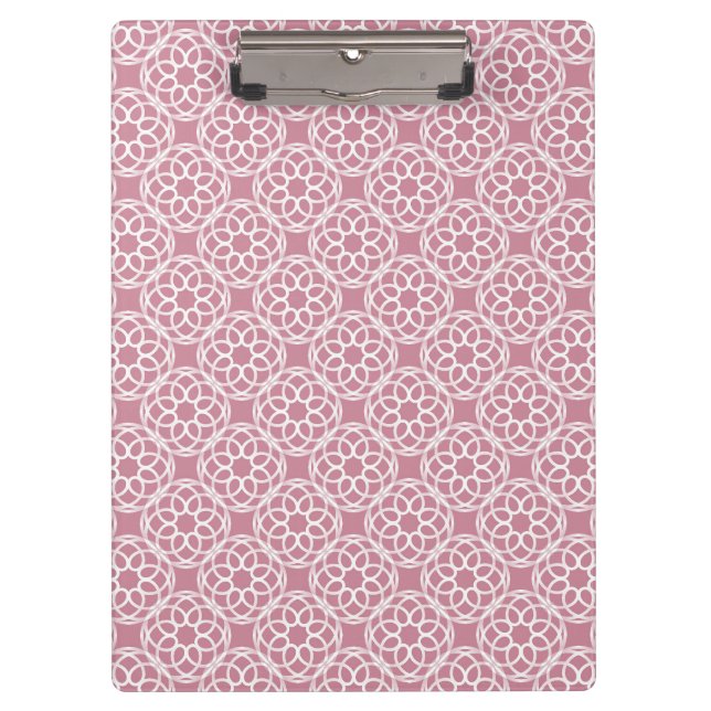 Pink White Geometric Seamless Pattern Clipboard (Front)