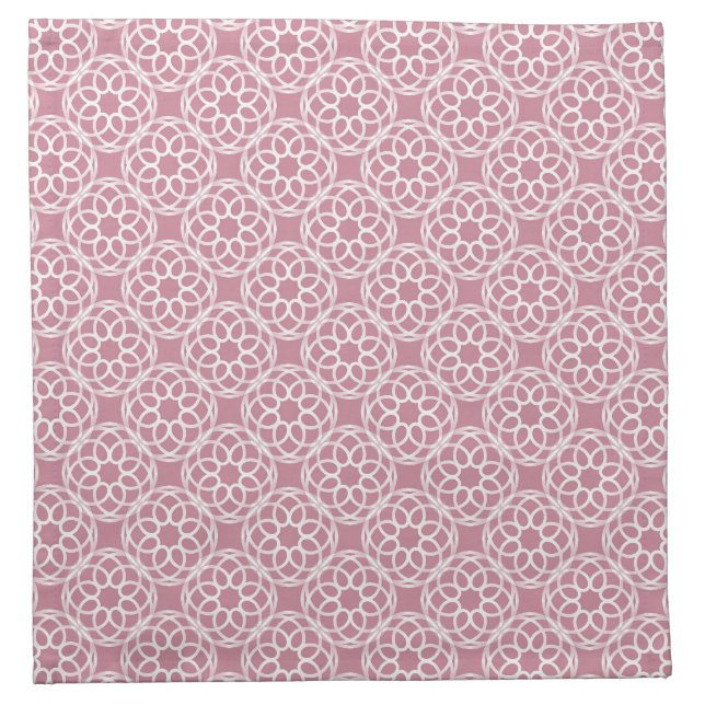 Pink White Geometric Seamless Pattern Cloth Napkin (Front)