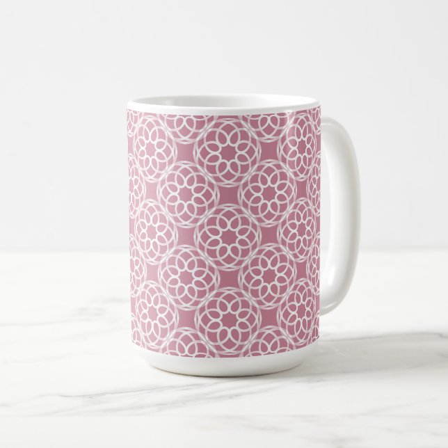 Pink White Geometric Seamless Pattern Coffee Mug (Front Right)