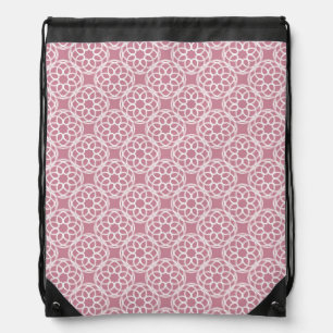 Pink White Geometric Seamless Pattern Drawstring Bag