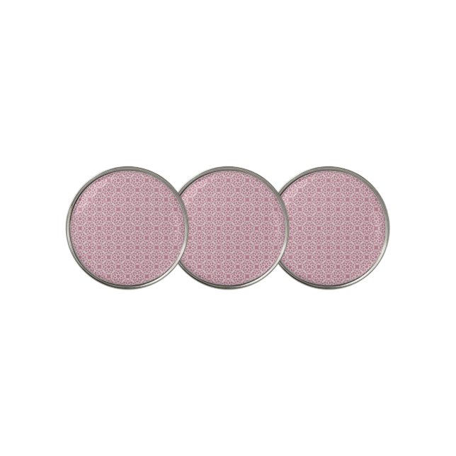 Pink White Geometric Seamless Pattern Golf Ball Marker (3 Up)