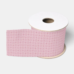 Pink White Geometric Seamless Pattern Grosgrain Ribbon