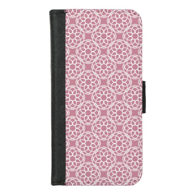 Pink White Geometric Seamless Pattern iPhone Wallet Case (Front)