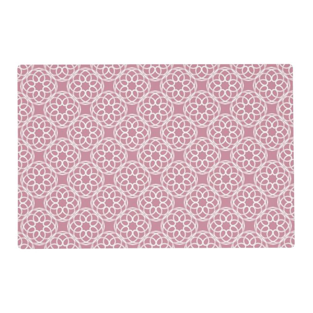 Pink White Geometric Seamless Pattern Laminated Placemat (Front)