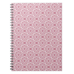 Pink White Geometric Seamless Pattern Notebook