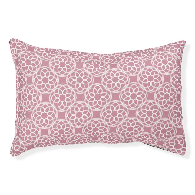 Pink White Geometric Seamless Pattern Pet Bed (Front)