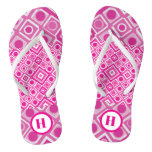 Pink White Geometry Pair of Flip Flops