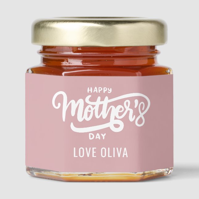 Pink White Gift Happy Mother's Day  Honey Jar Favors (Front)