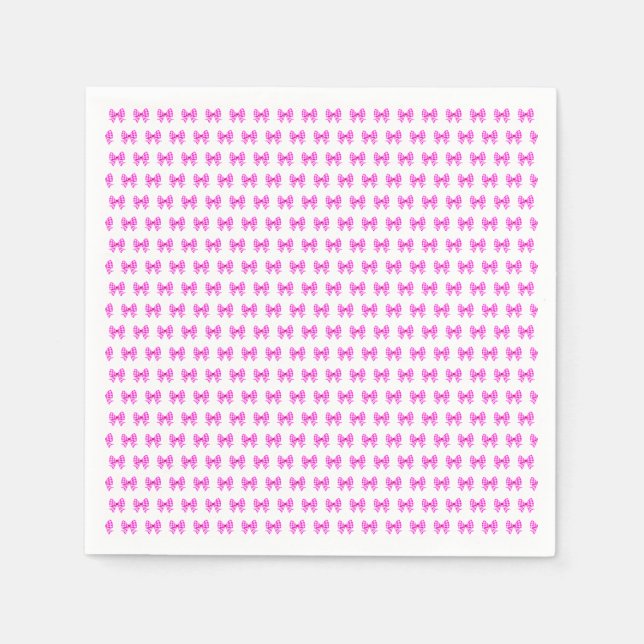 Pink-white gingham bow pattern napkins (Front)