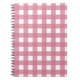 Pink White Gingham Check Plaid Notebook