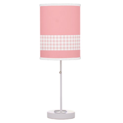 Pink  White Gingham Check Traditional Nursery Table Lamp