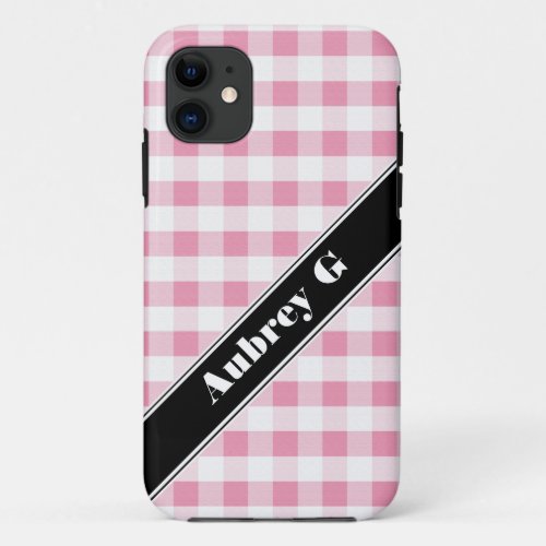 Pink  White Gingham custom iPhone 5 Case