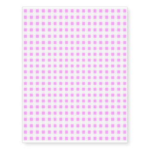 Pink White Gingham Pattern, Your Monogram Temporary Tattoos