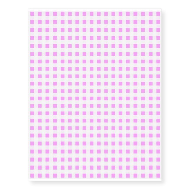 Pink White Gingham Pattern, Your Monogram Temporary Tattoos (Front)