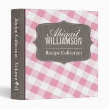 Pink & White Gingham Southern Recipe Binder