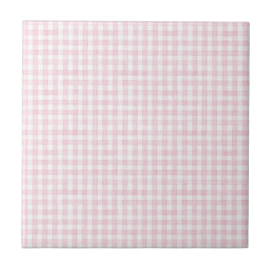 Pink & White Gingham Vintage Design Ceramic Tile
