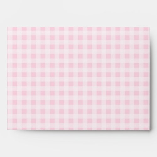 Pink White Gingham Wedding Envelope