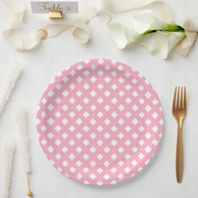 Pink & White Girl Baby Shower Paper Plates (Wedding)